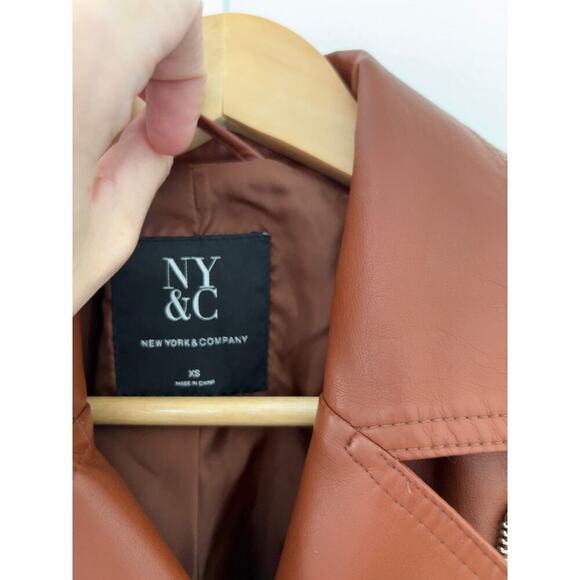 New York & Company Faux Leather Moto Jacket, Camel Color, Size XS, EUC - Picture 5 of 6